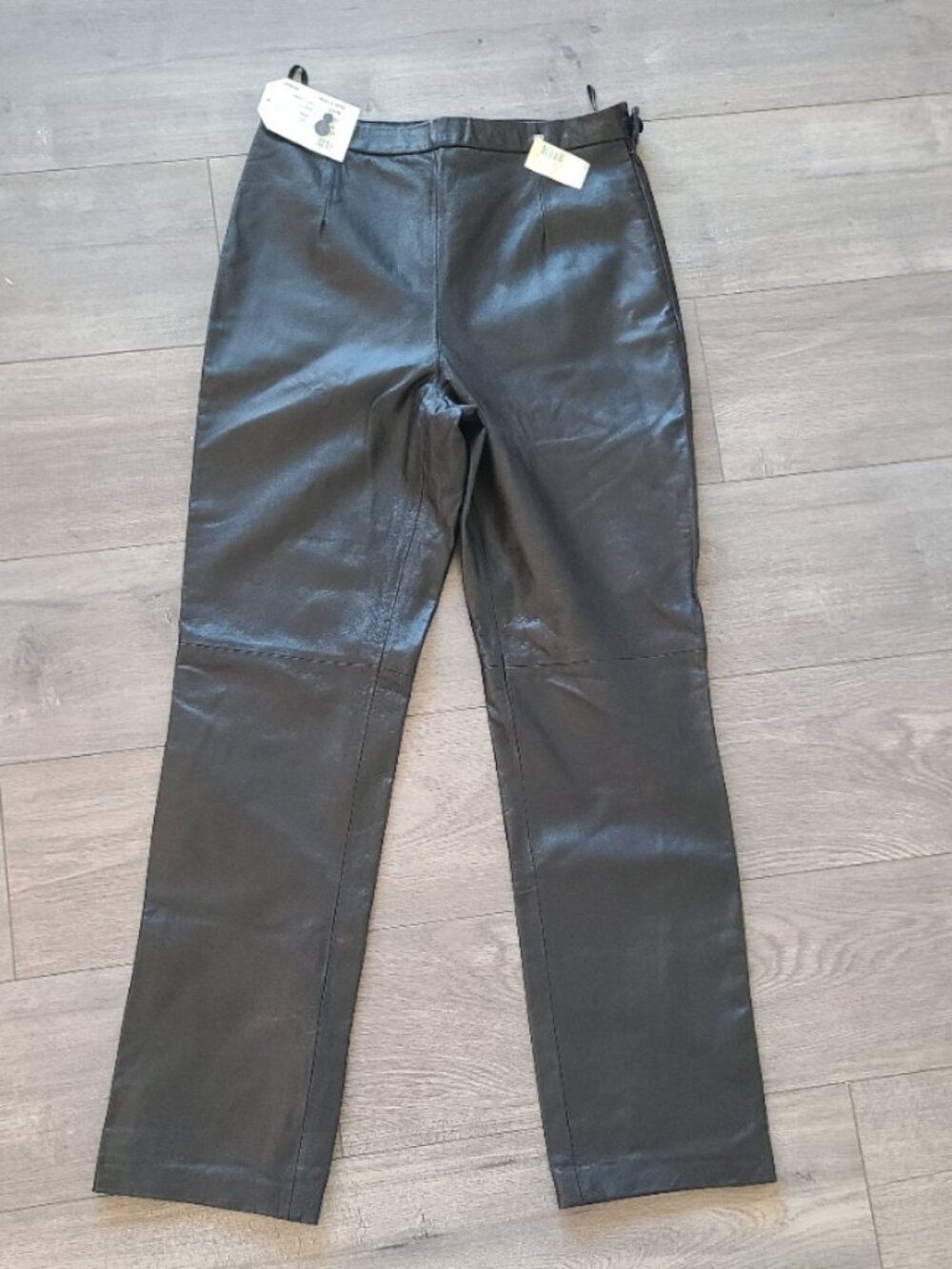 NEW NWT! VINTAGE 80s CLIO LEATHER HIGH RISE STRAIGHT LEG LEATHER PANTS sz 10